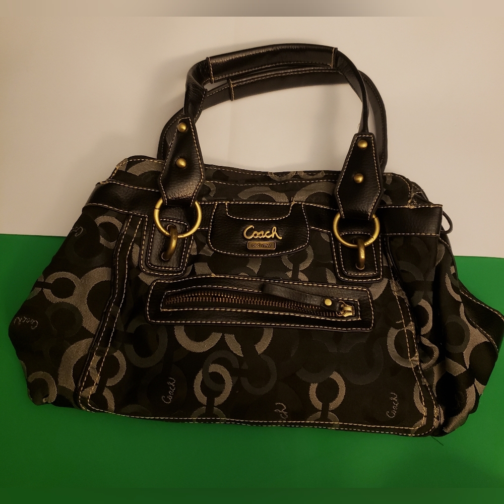 Coach Signature Collection Canvas Leather  Shoulder Strap Purse